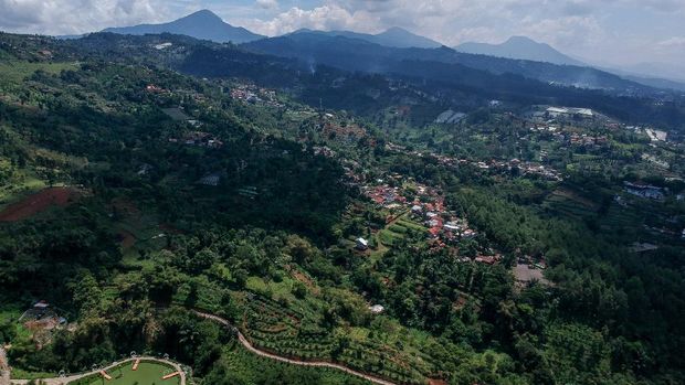 Suasana kawasan resapan Bandung Utara yang beralih fungsi menjadi lahan pertanian terlihat dari Punclut, Kabupaten Bandung Barat, Jawa Barat, Jumat (13/11/2020). Kementerian Lingkungan Hidup dan Kehutanan (KLHK) memperkirakan upaya pemulihan 14 juta hektare lahan kritis di Indonesia membutuhkan waktu hingga 60 tahun. ANTARA FOTO/Raisan Al Farisi/foc.