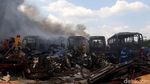 Puluhan Bangkai Bus TransJ di Bogor Terbakar