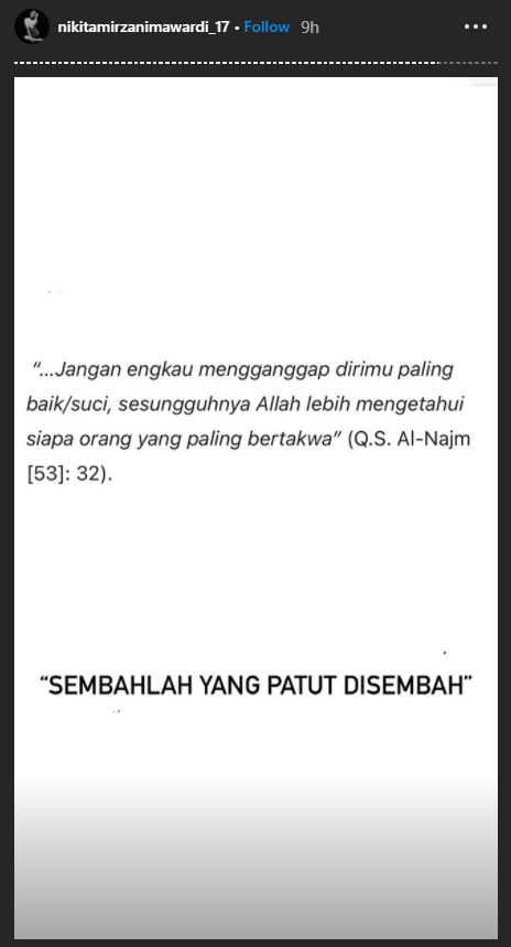 Unggahan balasan Nikita Mirzani
