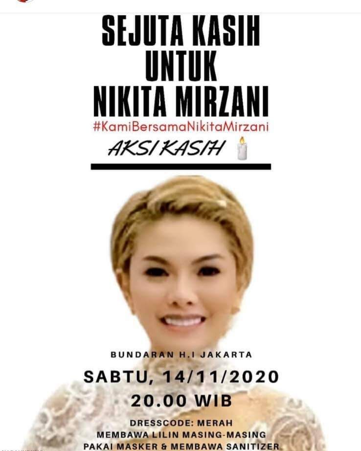 Ajakan aksi dukungan ke Nikita Mirzani