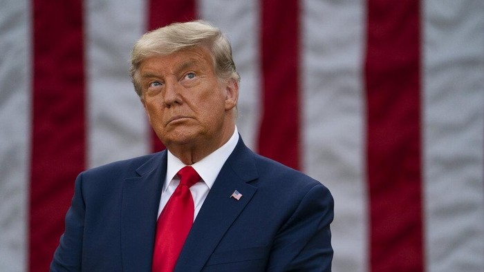 President Donald Trump listens during an event on Operation Warp Speed in the Rose Garden of the White House, Friday, Nov. 13, 2020, in Washington. (AP Photo/Evan Vucci)