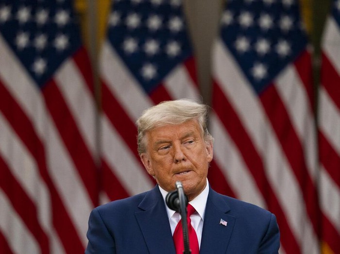 President Donald Trump listens during an event on Operation Warp Speed in the Rose Garden of the White House, Friday, Nov. 13, 2020, in Washington. (AP Photo/Evan Vucci)