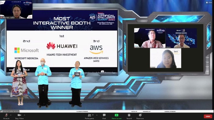 Huawei Indonesia mendapatkan penghargaan untuk kategori Most Interactive Booth pada gelaran Inovasi AI Summit 2020.