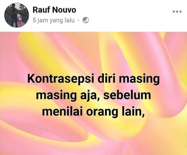 Kontrasepsi sama introspeksi sih emang kedengerannya mirip tapi artinya jauh banget loh.. Masa sebelum berkomentar disuruh kontrasepsi dulu sih.. Foto: Facebook.com/natierauf