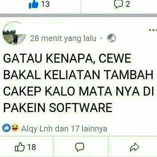 Waduh serem banget nih kalo mata dipakein software. Nggak bisa bayangin deh hasilnya bakal gimana. Kalo setahu saya sih biasanya pakai softlens bukan software. Foto: Instagram/@shitmeme