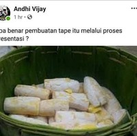 Wah ribet banget nih kalau bikin tape aja harus presentasi dulu. Udah kayak sekolah aja deh.. Fermentasi kali ah maksudnya. Foto: Facebook.com/Inspektur.vijay