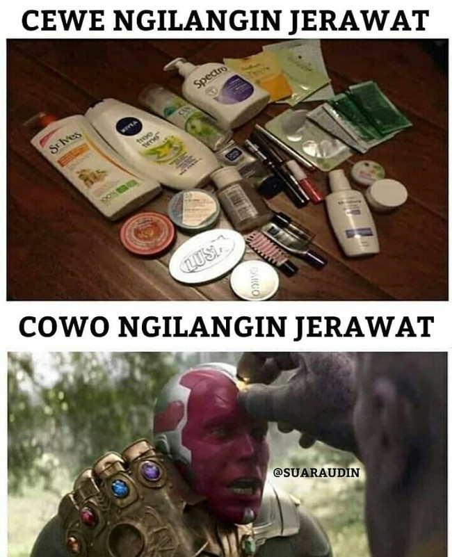 Biasanya kalau cewek udah jerawatan gini nih, semua produk penghilang jerawat dipakai. Berharap jerawat bisa langsung hilang secara ajaib dalam satu hari saja. Beda sama cowok yang kalau ada jerawat yaudah tinggal pencet. Foto: Instagram/@sahabatku.receh