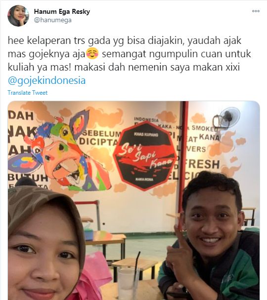 Bikin Baper! Netizen Ajak Driver Ojol Makan Bareng di Restoran