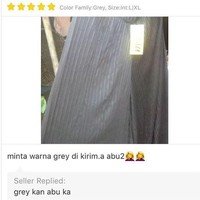 Nah kalau ini sih si pembelinya yang lucu. Grey itu kan abu-abu kali. Bikin penjualnya naik darah aja deh.. Foto: Instagram/@dramaolshop.id