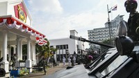 Prajurit Korps Marinir mengikuti upacara HUT ke-75 Korps Marinir TNI Angkatan Laut (AL), Jakarta, Senin (16/11/2020).