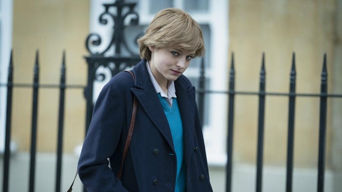 This image released by Netflix shows Emma Corrin in a scene from 