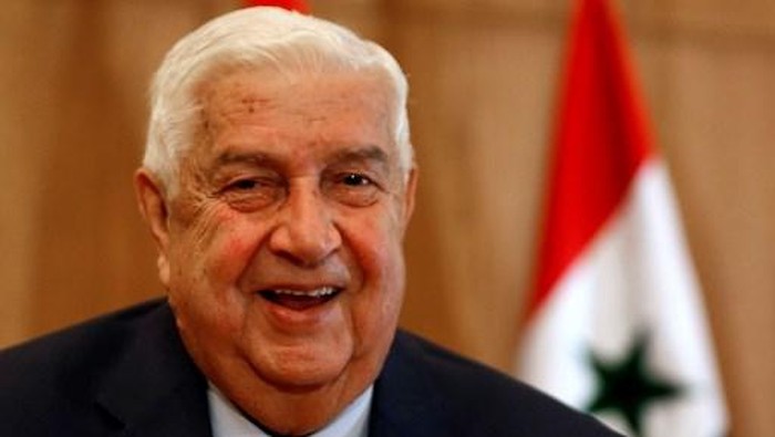 (FILES) In this file photo taken on June 23, 2020, Syrias Foreign Minister Walid Muallem holds a press conference on new US sanctions imposed on the country, in the capital Damascus. - Syrias foreign minister, Walid Muallem, died November 16, 2020 at dawn at the age of 79, the government announced on state television. (Photo by LOUAI BESHARA / AFP)