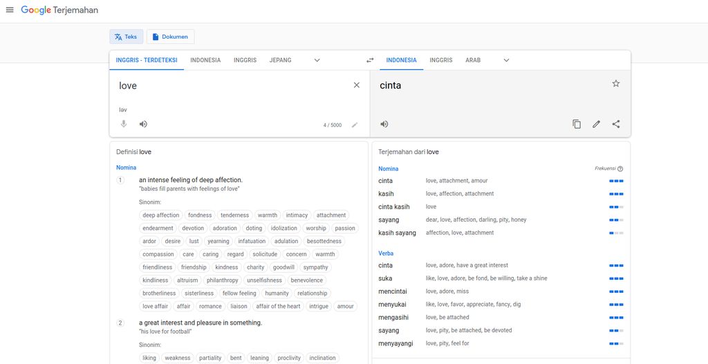 Google translate indonesia ke inggris dan sebaliknya