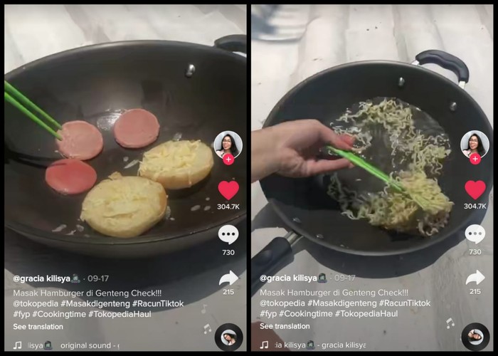 Netizen Hobi Masak di Genteng, Bikin Burger hingga Mie Goreng