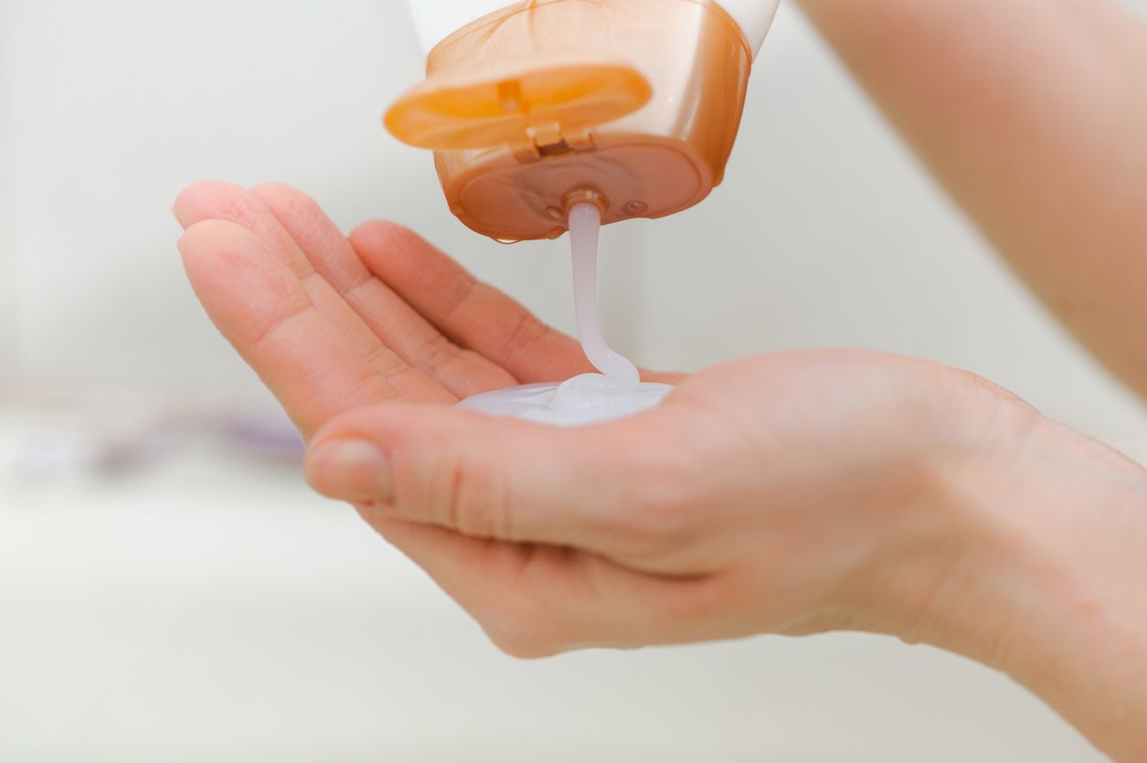 closeup of liquid soap in a palm