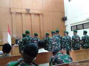 Suasana Sidang Tuntutan terhadap 11 Anggota TNI Pengeroyok Jusni