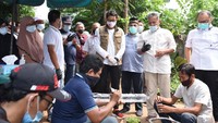 Memanfaatkan lahan tidur di bantaran Kali Sunter, mereka mulai melakukan budidaya aneka sayuran, perikanan, maupun tanaman obat keluarga. Upaya melestarikan lingkungan ini bukan tanpa hambatan, keterbatasan modal dan minimnya sarana yang dimiliki masih jauh dari cukup untuk memenuhi kebutuhan pangan kelompok maupun untuk warga sekitar. Foto: dok. Relawan Indonesia Bersatu