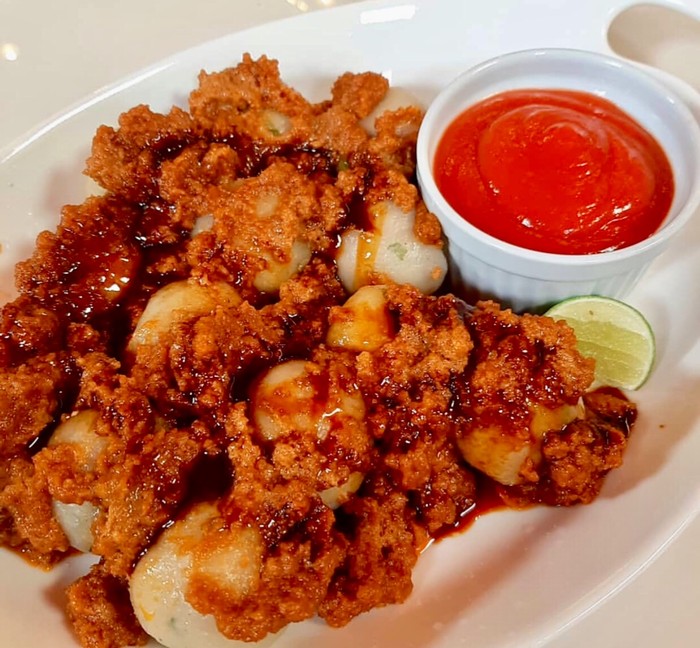 Cilok Isi Telur Puyuh Saus Kacang Cilok Isi Telur Puyuh Saus Kacang