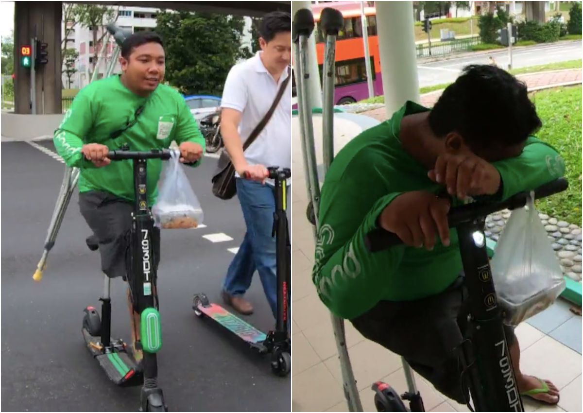 Driver Ojol Tetap Semangat Antar Makanan Hanya dengan Satu Kaki