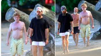 Tapi tampaknya Dorsey tak peduli dan senang dengan penampilannya yang baru ini. Ini saat dia tertangkap kamera bersama aktor Sean Penn bersantai di pantai. Foto: istimewa