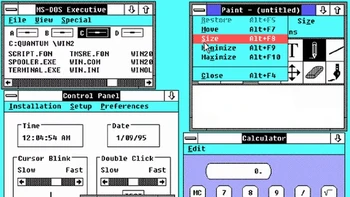 Windows 2.0 yang diluncurkan tahun 1987 melanjutkan komputasi 16 bit dengan grafis VGA, serta mengenalkan versi awal Word dan Excel. Sistem operasi ini bisa menampilkan aplikasi secara bertumpuk dan ikon desktop membuat Windows 2.0 lebih mudah digunakan. Foto: The Verge