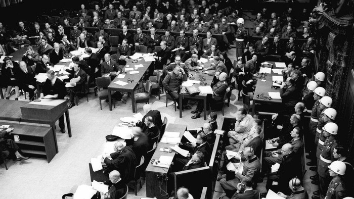 Germany Nazi Trial Anniversary Trees stand in front of the palace of justice in Nuremberg, Germany, Wednesday, Nov. 18, 2020. Germany marks the 75th anniversary of the landmark Nuremberg trials of several Nazi leaders and in what is now seen as the birthplace of a new era of international law on Friday, Nov. 20, 2020.