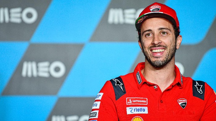 Andrea Dovizioso pada konferensi pers jelang MotoGP Portugal 2020.