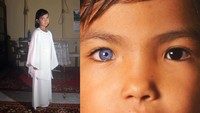 Muthia memiliki sepasang anak, yang juga bermata biru, yakni Amira (5) dan Gibran (2,5).