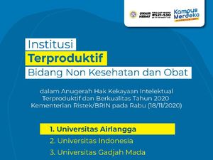 Unair Raih Penghargaan Institusi Terproduktif Bidang Nonkesehatan dan Obat