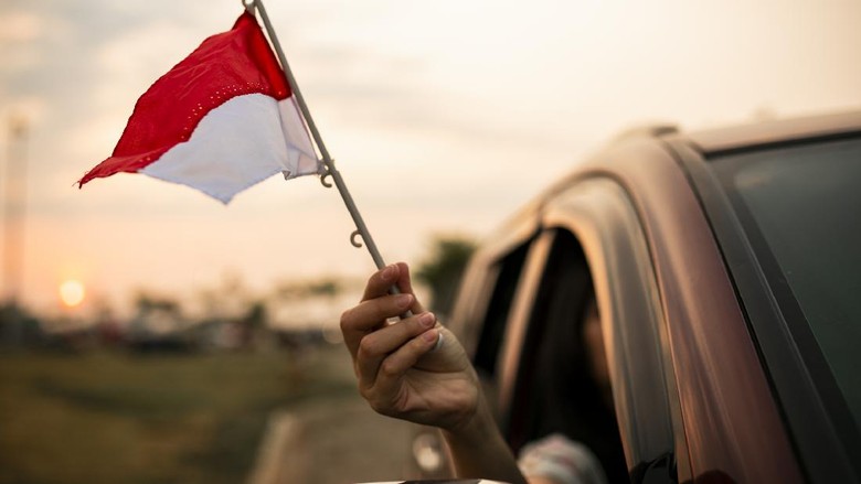 Ilustrasi bendera merah putih celebration of Indonesia Independence Day every 17 august