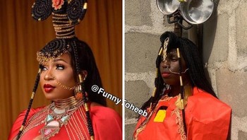 Rambut ala Anita Joseph yang disulap simpel dengan tiga panci. Foto: @FunnyToheeb via Bored Panda