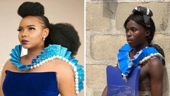 Nggak tahu lagi deh, masa dress Yemi Alade diubah jadi bangku sih, haha. Foto: @FunnyToheeb via Bored Panda