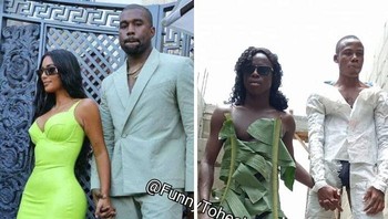 Sekarang giliran pasangan Kanye West dan Kim Kardashian yang coba diiru. Foto: @FunnyToheeb via Bored Panda