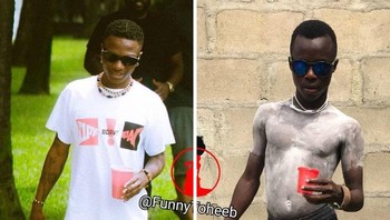 Wizkid dengan real card di celananya. Foto: @FunnyToheeb via Bored Panda