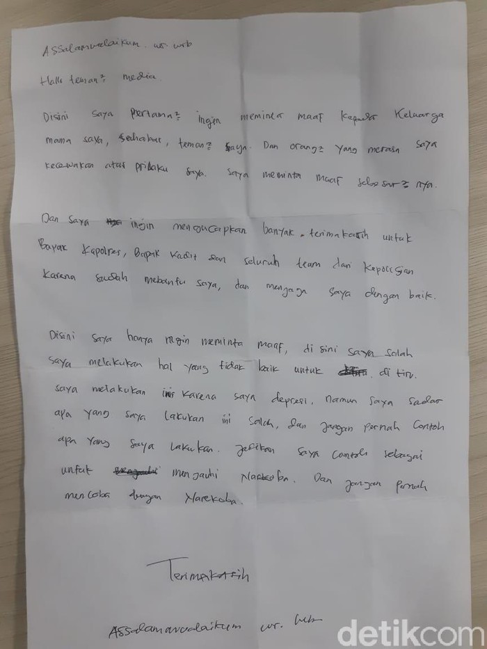 Surat penyesalan Millen Cyrus terjerat kasus narkoba (Herianto Batubara/detikcom)