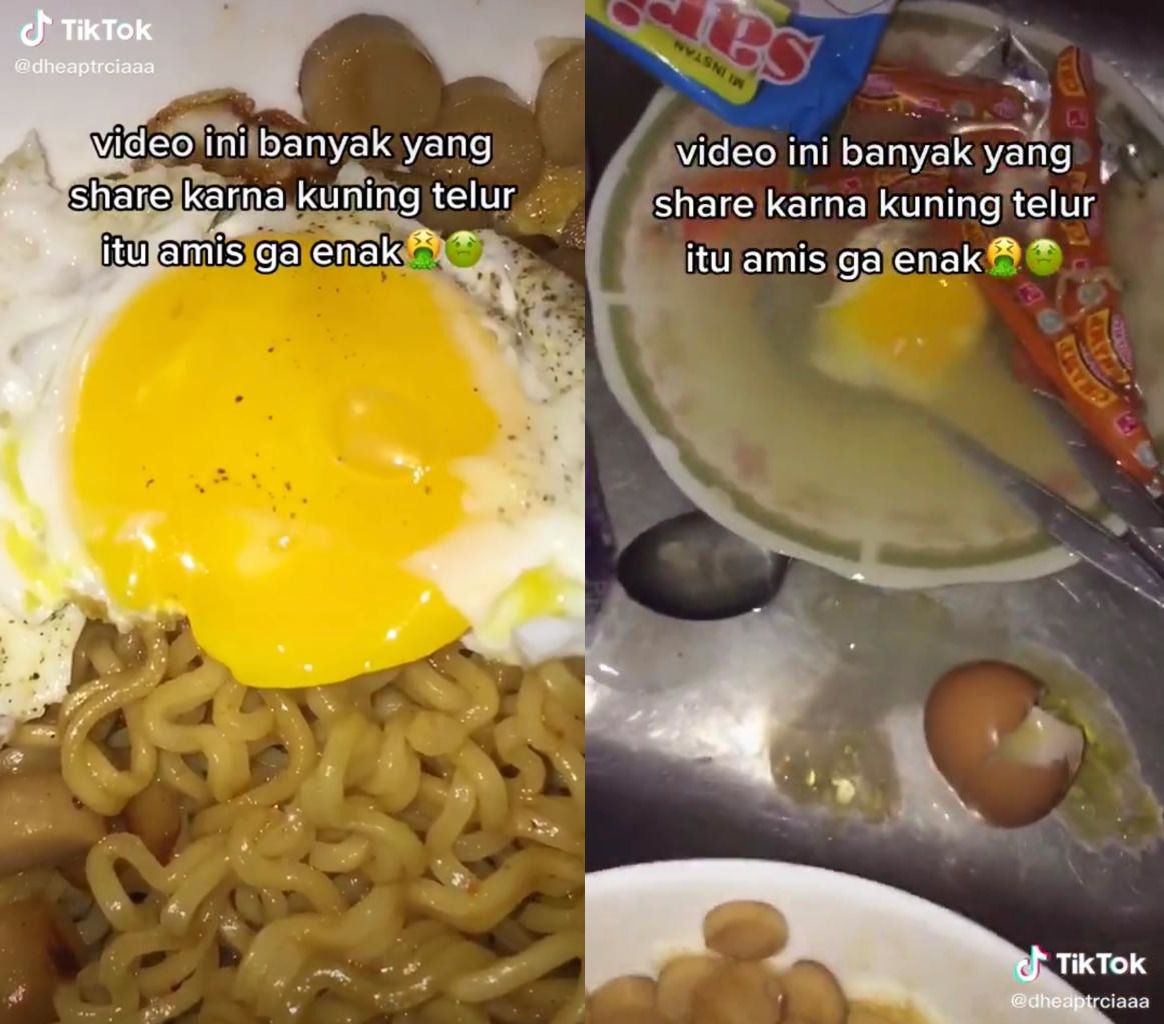 Buang Kuning Telur dari Mie Instan, Video Ini Bikin Nyesek Netizen