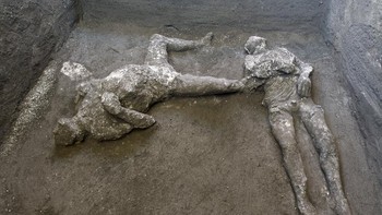 Seorang pria dewasa tampaknya selamat dari awal letusan gunung berapi yang menghancurkan Pompeii, namun kemudian tertimpa batu besar. Tanda infeksi di kaki  menunjukkan pria tersebut lolos dengan cedera kaki. Jenazahnya ditemukan dengan bagian atas tubuh berada pada ketinggian lebih rendah dari bagian kerangka lainnya. Yang terburuk, berabad-abad setelah kematiannya, ia ditampilkan dalam daftar kematian paling mengerikan dalam sejarah. Tengkorak pria itu digali dalam keadaan utuh dan kini diyakini, ia meninggal karena sesak napas, bukan karena batu besarnya. Jadi ia sangat menderita sebelum meninggal. Foto: AP Photo