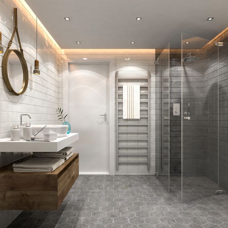 Modern bathroom interior. Render image.