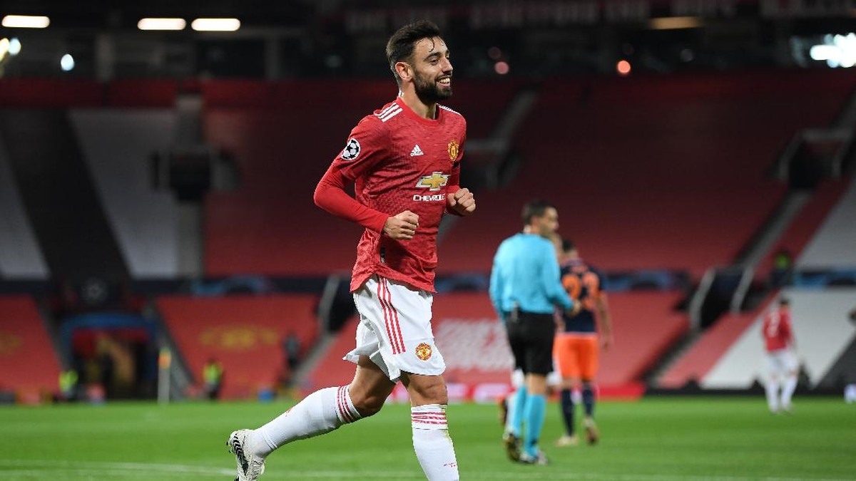 Bruno Fernandes menjadi bintang kemenangan Manchester United atas Istanbul Basaksehir. (Foto: Getty Images/Michael Regan)