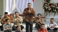 Menteri Kelautan dan Perikanan Edhy Prabowo saat pengumuman jajaran menteri Kabinet Indonesia Maju di tangga beranda Istana Merdeka, Jakarta, Rabu (23/10/2019). CNN Indonesia/Adhi Wicaksono