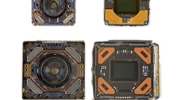 Perbandingan sensor iPhone 12 Pro Max dengan iPhone 12. Foto: ifixit