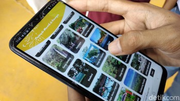 Di dalam aplikasi SAGAKU berisi tentang lokasi wisata, tempat kuliner, data UMKM hingga berita mengenai Kabupaten Kuningan. Aplikasi ini tersedia di Google Play Store (Bima Bagaskara/detikcom)