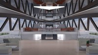 Bagian dalam kapal. Semua suite berada di area lambung kapal dengan gym dan kolam renang tertutup. (Lazzarini Design Studio)