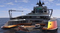Kapal ini memiliki ruang yang cukup untuk menampung kapal pesiar kedua berukuran 30 meter. (Lazzarini Design Studio)