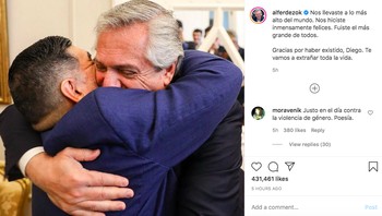 Presiden Argentina, Alberto Fernandez, langsung menetapkan hari berkabung nasional menyusul meninggalnya Maradona. Foto: istimewa