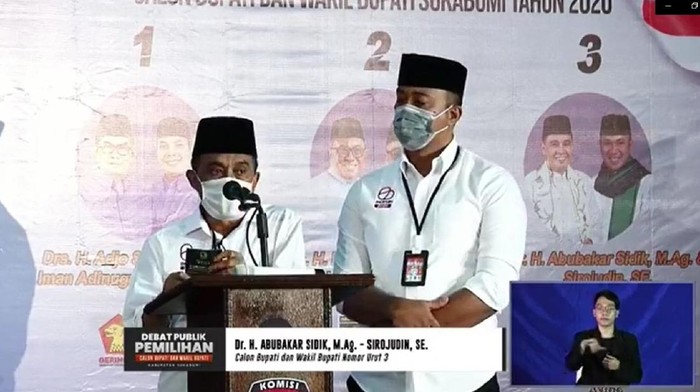 Paslon Abubakar-Sirodjudin di debat Pilbup Sukabumi.