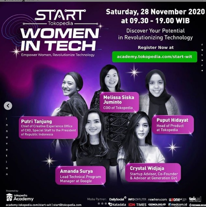 Tokopedia menggelar konferensi START Women in Tech 2020 sebagai wadah kaum perempuan yang senang maupun berkarir dalam dunia teknologi.