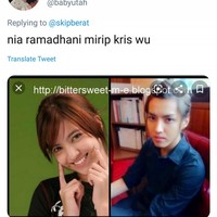 Nggak sedikit netizen yang menyebut Nia Ramadhani mirip dengan Kris Wu. Nia seperti versi cewek dari Kris Wu. Foto: Twitter/@skipberat