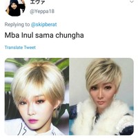 Kalau Chungha sering banget dibilang mirip sama Inul Daratista. Ditambah lagi kalau model rambutnya sama kayak gini. Gimana menurutmu? Foto: Twitter/@skipberat