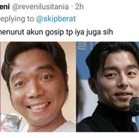 Udin Penyok atau pemilik nama asli Ardian Kistya Tosana ini juga disebut-sebut mirip Gong Yoo. Bagaimana nih menurutmu? Foto: Twitter/@skipberat